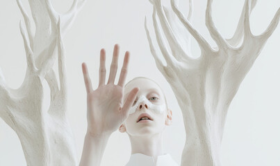 Poster - Ethereal Sculpture with Minimalist White and Pale Tones