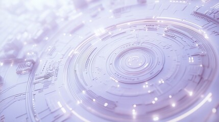 Wall Mural - abstract technological background with concentric circles and glowing elements.