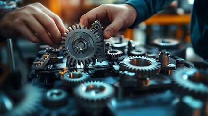 Fototapete - Lean manufacturing concept, the strategic approach to eliminating waste and inefficiency in the production process, optimizing workflow, reducing costs, and increasing product value