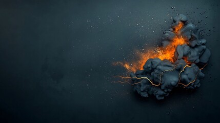 Poster - Dramatic explosion of charcoal and deep navy blue marble with glimmering gold veins showcasing a bold modern and high end design aesthetic  The intense
