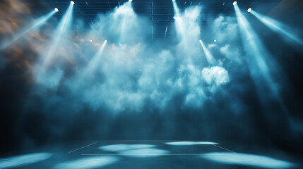 Poster - Stage spotlight with smoke, futuristic scene