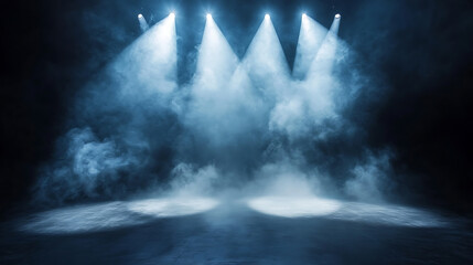 Wall Mural - Stage spotlight with smoke, futuristic scene