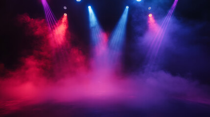 Poster - Stage spotlight with smoke, futuristic scene
