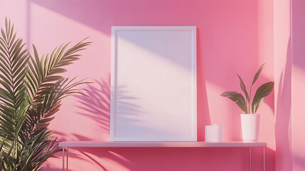 Aufkleber - Stylish sunlit coworking office with blank white image frame, mockup