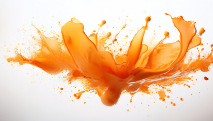 Poster - A vibrant splash of orange liquid captures dynamic movement and energy against a clean white background.