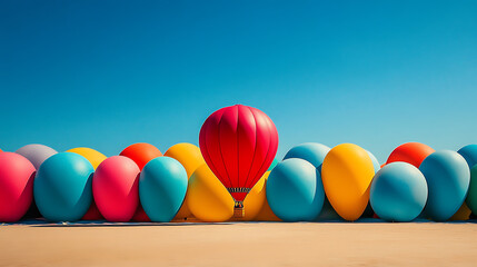 Aufkleber - This image captures the concept of unique talent and standing out, featuring one balloon that stands out from the rest, the balloon is distinct, symbolizing individuality and uniqueness