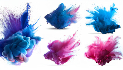 Poster - Abstract splash art featuring vibrant hues of blue, pink, and purple, showcasing dynamic bursts of color and texture.
