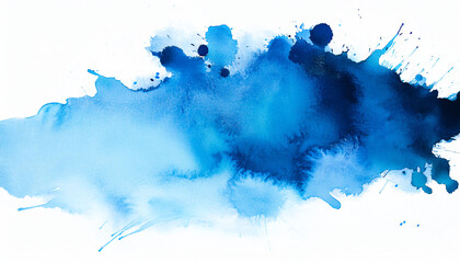 Poster - A vibrant splash of blue watercolor creates a dynamic, artistic background, showcasing fluidity and creativity in artistic expression.