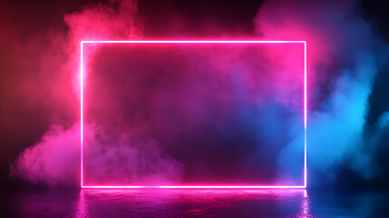 Poster - A vibrant neon frame glowing in mesmerizing pink and blue hues, ideal for black friday or cyber monday promotions