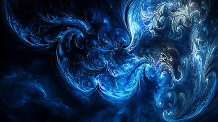 Poster - Abstract artwork: blue and black fractal graphics
