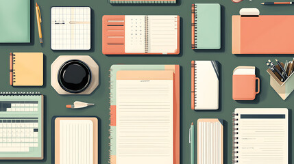 Poster - Assorted charter sheets and planners illustration