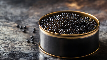 Poster - Black caviar in metal can
