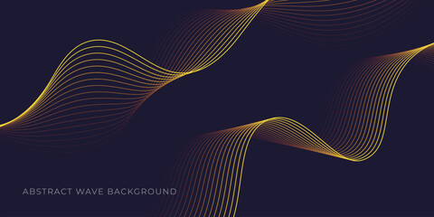 Abstract wave background with yellow line color element. Dynamic wave pattern. Modern flowing wavy lines. Futuristic technology concept. Suit for banner, poster, cover, brochure, flyer, website