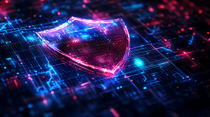Poster - Cyber shield: a symbol of antivirus solution and internet safety