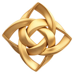 Poster - gold interwoven geometric symbol with metallic foil texture, isolated on transparency background, showcasing elegance and intricate design