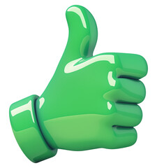 Poster - green thumbs up icon with glossy finish and smooth edges, symbolizing approval or positivity. vibrant design conveys cheerful and modern aesthetic