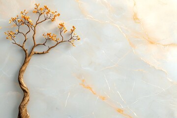 Poster - Elegant and premium marble pattern featuring a harmonious blend of soft beige and smoky gray tones enriched with gleaming gold accents that radiate a look perfect for branding design