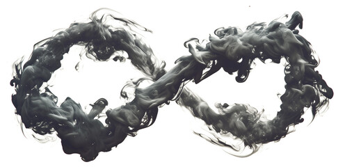 Poster - swirling infinity symbol made of ethereal grey smoke, isolated on transparency background, creating sense of mystery and endlessness