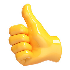 Aufkleber - smooth yellow ceramic thumbs up symbol isolated on transparency background, representing positivity and approval. glossy finish adds modern and cheerful touch