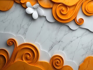Poster - Ornate marble slab with intricate gold swirls and smooth mottled surface showcasing a luxurious premium product rendering with a modern aesthetic and classical influence