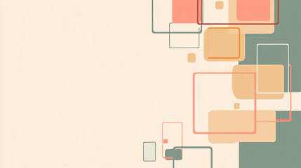 Poster - A 2D flat design featuring pastel-colored rectangles arranged on a simple backdrop, perfect for a wallpaper or presentation banner frame.

