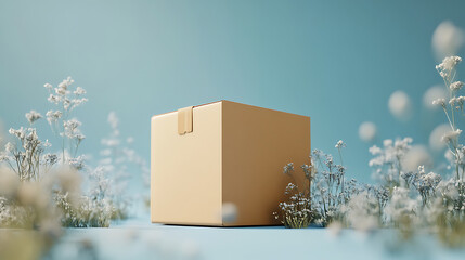 Poster - Handheld delivery: a mockup of a small parcel box