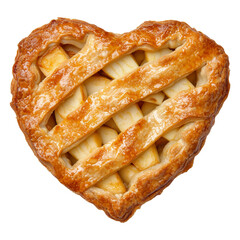 Poster - Heart shaped apple pie tart with golden lattice crust, showcasing delicious and warm homemade dessert. Perfect for special occasions or sweet treat