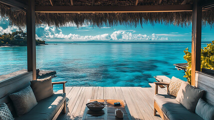 Poster - Luxury resort living: an ocean view from an overwater bungalow