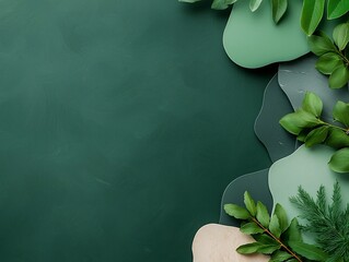 Poster - A serene abstract composition showcasing rich earthy tones of deep forest green olive and soft mint blending together in a mesmerizing marble like pattern captured with a medium format film in a hazy