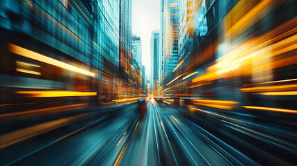 Leinwandbilder - Motion blur of a business city center street