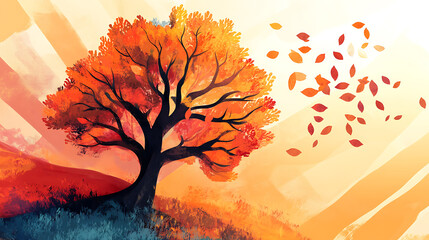 Poster - Nature abstract autumn illustration leaf season and tree