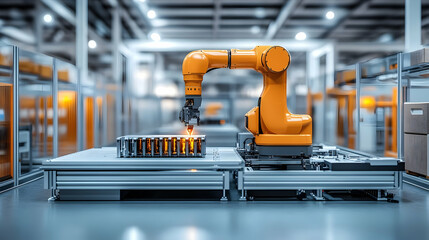 Poster - factory robot arm welding assembly line