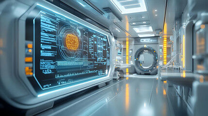 Poster - Spaceship lab brain scan monitoring futuristic tech