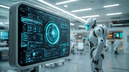 Poster - Robot lab screen futuristic medical analysis