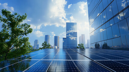 Aufkleber - Office building, solar panel office building