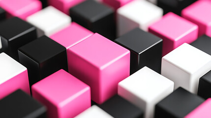 Aufkleber - Optical illusion of squares in black, white, and pink