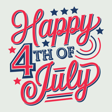 happy 4th of July typography design . vector illustration