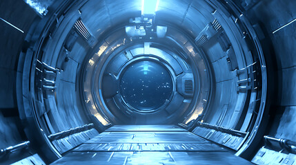 Leinwandbilder - Sci-fi scene, spacecraft metal gate