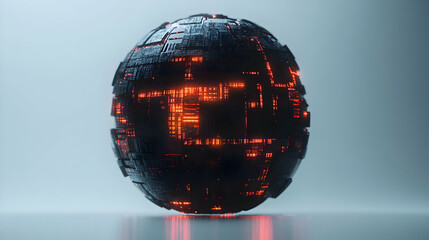 Poster - Futuristic sphere glowing, studio, technology, background