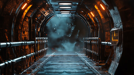 Poster - Sci-fi scene, spacecraft metal gate