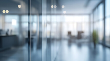 Poster - sophisticated office panorama with reflective glass surfaces and blurred background