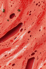 Poster - Vibrant Red Abstract Background with Glossy Liquid Texture and Bubbles