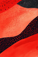 Poster - Vivid Abstract Red and Black Dotted Pattern with Contrasting Textures