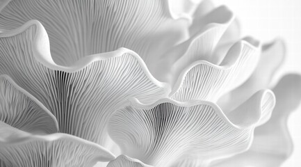 A close-up of the intricate pattern on an alien mushroom, resembling delicate ripples 