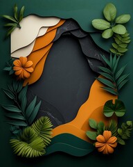 Poster - Mesmerizing marble inspired abstract landscape design with layers of earthy ochre smoky charcoal and creamy ivory
