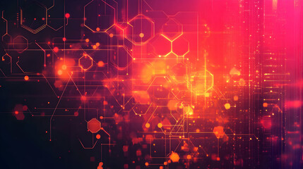 Poster - Abstract network glowing red digital background