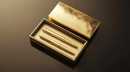 Poster - 3d illustration, pen gift set box, and visiting card holder