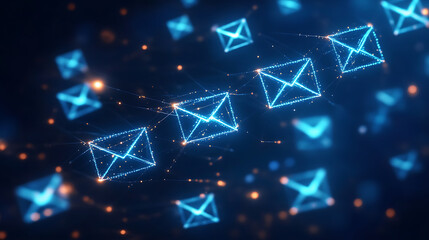 Aufkleber - A concept of email on a dark blue background