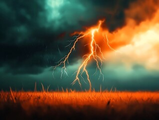 Poster - Vivid and Captivating of Powerful Electrifying Lightning Arcs Pulsing Through Churning Ominous Cloud Formations Showcasing the Raw Natural Forces of a Tempestuous Storm