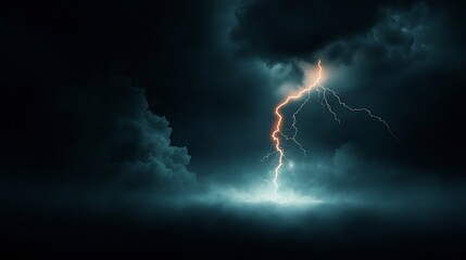 Fototapete - Powerful electric storm with jagged lightning bolts crackling across a dark brooding sky  Dramatic cinematic lighting creates a moody and atmospheric scene